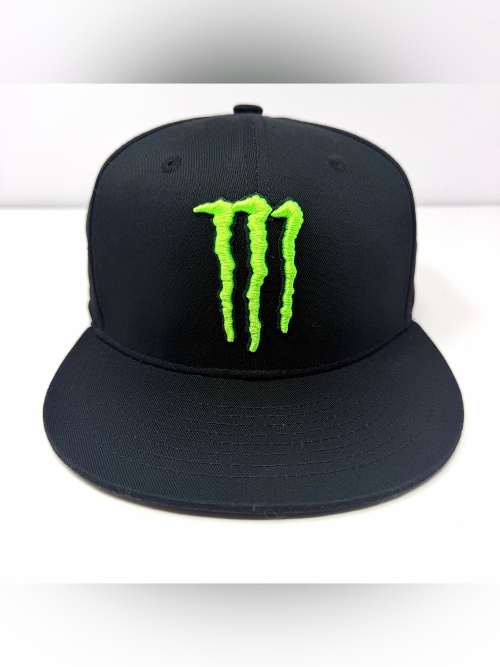 Monster Energy Embroidered Logo Baseball Cap Snapback Hat Black Flat Brim NEW